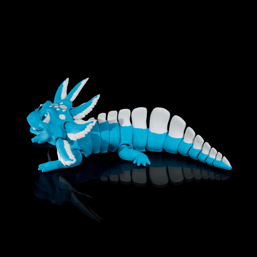 Blue Ice Pop Axolotl 3D-Figur leuchtend blau - Fröhliche Deko Gecko3D