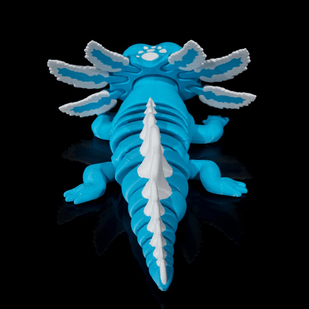 Blue Ice Pop Axolotl 3D-Figur leuchtend blau - Fröhliche Deko Gecko3D