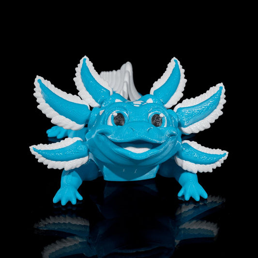 Blue Ice Pop Axolotl 3D-Figur leuchtend blau - Fröhliche Deko Gecko3D