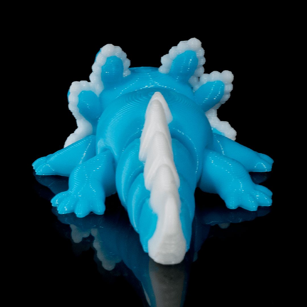 Blue Junior Mini-Axolotl eisblau weiß - Kleiner Sonnenschein - Gecko3D