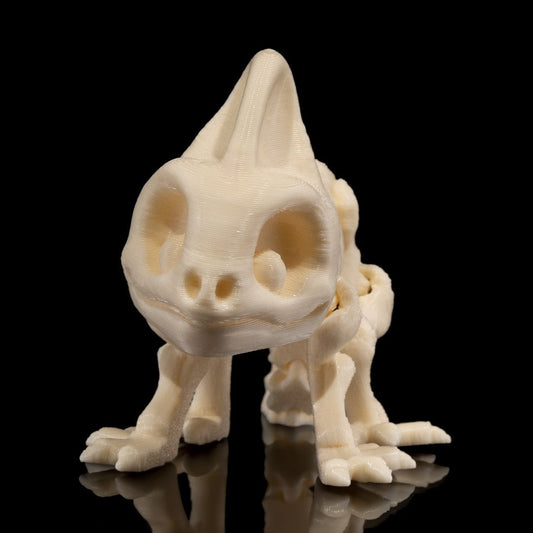 Marvin Skeleton-Chamäleon 3D-Figur - durchtriebenes Gothic Deko-Highlight mit verschlagenem Ausdruck, weiße Knochenstruktur, Reptilien-Design, 16g leicht, Gecko3D Sammelfigur