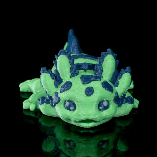 Mini Sour Mini-Axolotl Laubgrün trifft auf Marineblau- Der kleine Tollpatsch - Gecko3D