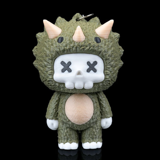 "Trixi Skubbie Sammelfigur mit markanten Hörnern und charakteristischen X-Augen, rebellische 3D-gedruckte Deko-Figur von Gecko3D"