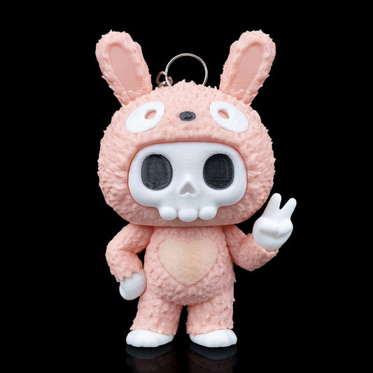 Tuff Bunny Skubbie - Bunte 3D Sammelfigur mit Peace-Zeichen und Bunny-Ohren aus nachhaltigem PLA als Deko oder Taschenanhänger von Gecko3D