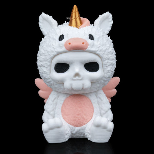 Unna Einhorn Skubbie - Magische 3D Sammelfigur mit goldenem Horn und rosa Flügeln aus nachhaltigem PLA als Deko oder Taschenanhänger von Gecko3D