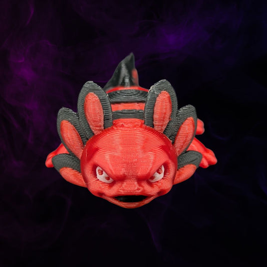 "Velvet Munchkin Axolotl 3D-Figur mit grummeligem Gesichtsausdruck, kleiner Brummbär im Miniformat mit charaktervollem Blick und weichem Kern" Gecko3d