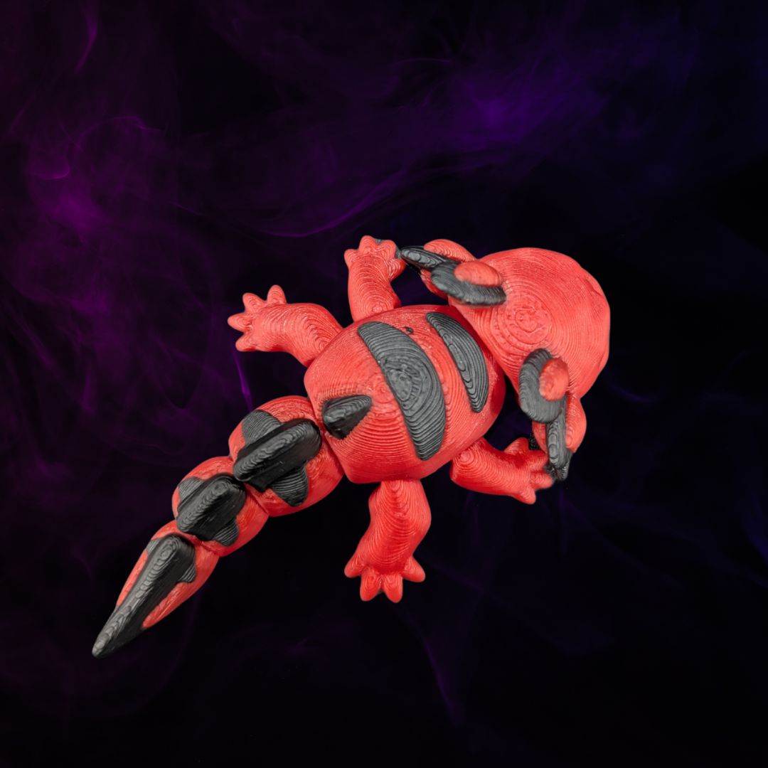 "Velvet Munchkin Axolotl 3D-Figur mit grummeligem Gesichtsausdruck, kleiner Brummbär im Miniformat mit charaktervollem Blick und weichem Kern" Gecko3d