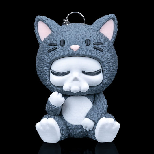 Whispurr Katzen Skubbie - Entspannte 3D Sammelfigur mit halb geschlossenen Augen aus nachhaltigem PLA als Deko oder Taschenanhänger von Gecko3D