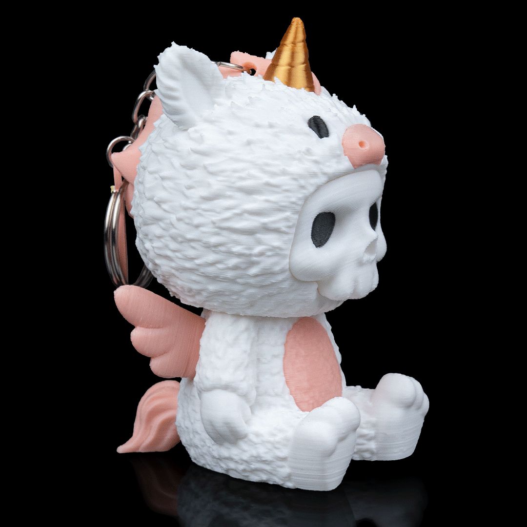Unna Einhorn Skubbie - Magische 3D Sammelfigur mit goldenem Horn und rosa Flügeln aus nachhaltigem PLA als Deko oder Taschenanhänger von Gecko3D