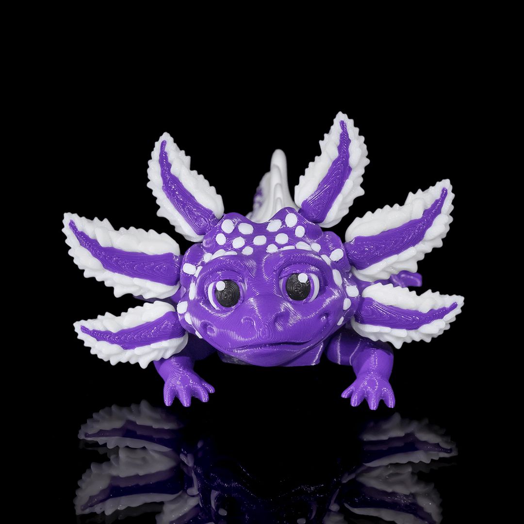 Berry Tart Axolotl 3D-Figur violett weiß - Der Weise - Gecko3D
