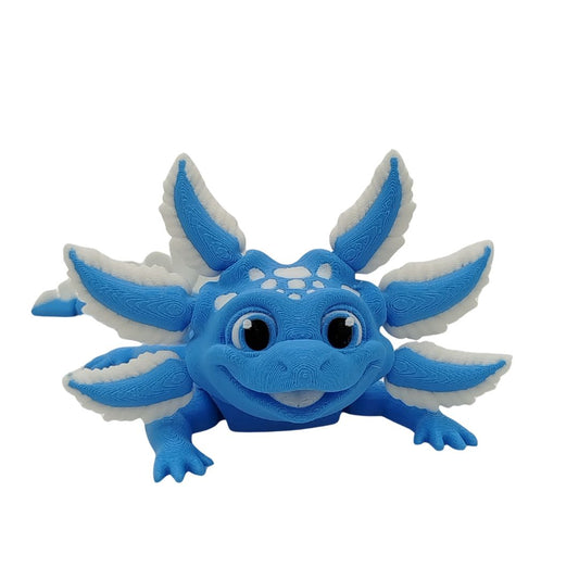 Blue Ice Pop Axolotl 3D-Figur leuchtend blau - Fröhliche Deko Gecko3D