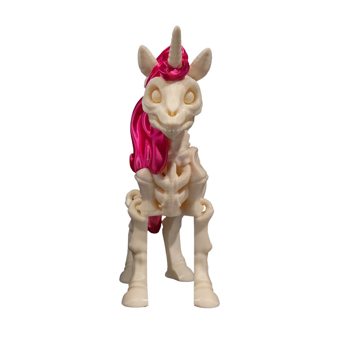 Aurelia Skeleton-Einhorn 3D-Figur - verträumtes Gothic Deko-Highlight mit sanfter Ausstrahlung, weiße Knochenstruktur, Einhorn-Design mit Horn, Gecko3D Sammelfigur