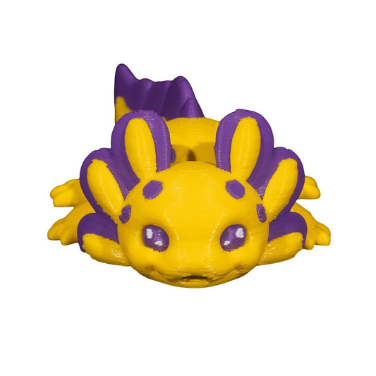 "Banana Cup Axolotl 3D-Figur mit fröhlichem, verspieltem Gesichtsausdruck, fruchtiger Spaßvogel und Mini-Genießer im 7g Miniformat"Gecko3d