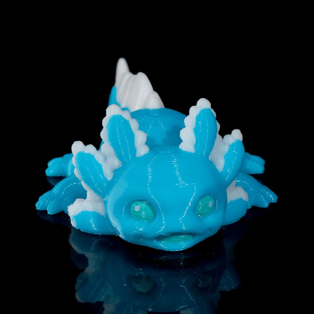 Blue Junior Mini-Axolotl eisblau weiß - Kleiner Sonnenschein - Gecko3D