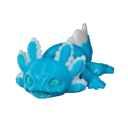 Blue Junior Mini-Axolotl eisblau weiß - Kleiner Sonnenschein - Gecko3D