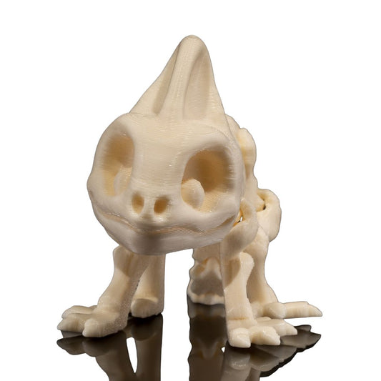 Marvin Skeleton-Chamäleon 3D-Figur - durchtriebenes Gothic Deko-Highlight mit verschlagenem Ausdruck, weiße Knochenstruktur, Reptilien-Design, 16g leicht, Gecko3D Sammelfigur