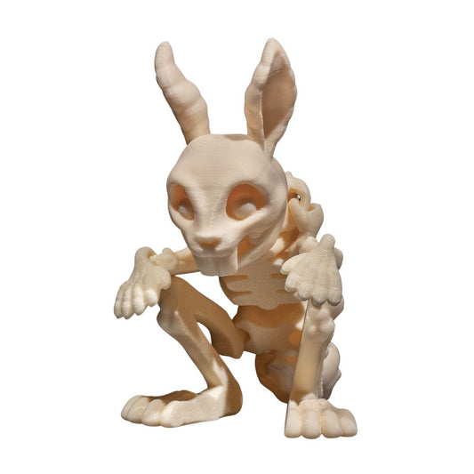 Rosalba, der verschmitzte Skeleton-Bunny aus hochwertigem 3D-Druck mit schelmischem Grinsen und detaillierten Knochen-Features - Gothic Deko-Highlight von Gecko3D.de