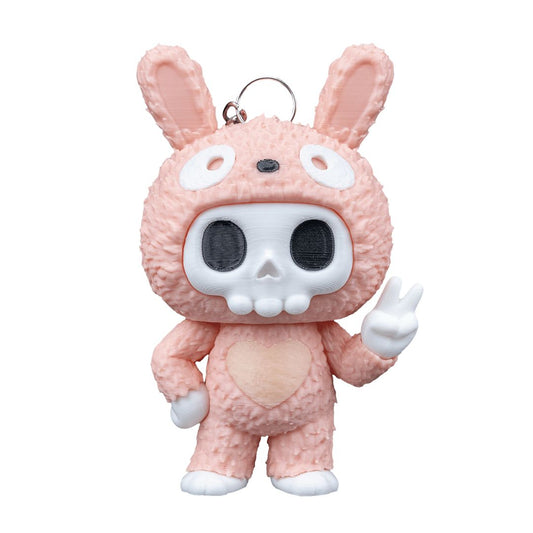 Tuff Bunny Skubbie - Bunte 3D Sammelfigur mit Peace-Zeichen und Bunny-Ohren aus nachhaltigem PLA als Deko oder Taschenanhänger von Gecko3D