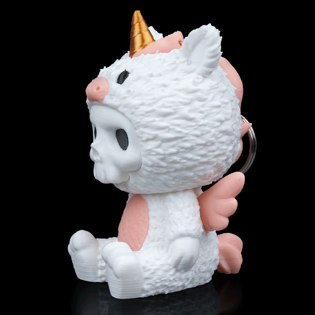 Unna Einhorn Skubbie - Magische 3D Sammelfigur mit goldenem Horn und rosa Flügeln aus nachhaltigem PLA als Deko oder Taschenanhänger von Gecko3D