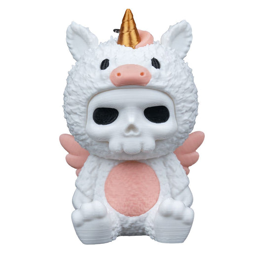 Unna Einhorn Skubbie - Magische 3D Sammelfigur mit goldenem Horn und rosa Flügeln aus nachhaltigem PLA als Deko oder Taschenanhänger von Gecko3D