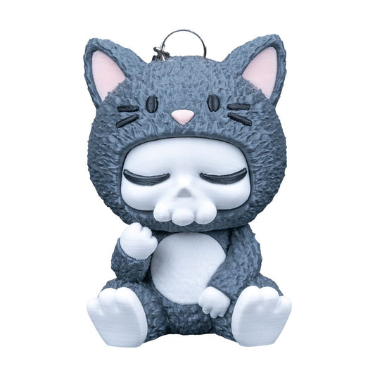 Whispurr Katzen Skubbie - Entspannte 3D Sammelfigur mit halb geschlossenen Augen aus nachhaltigem PLA als Deko oder Taschenanhänger von Gecko3D